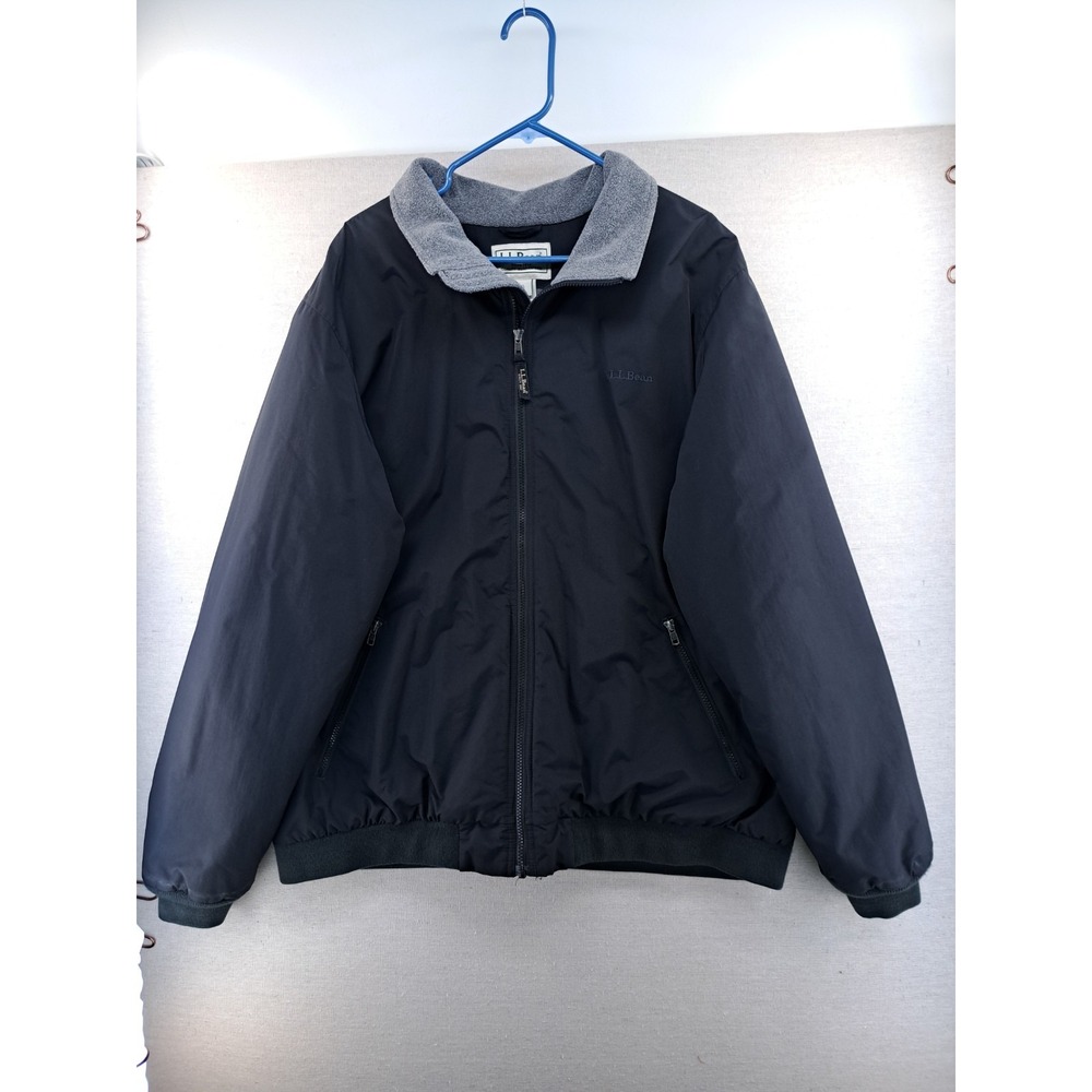 L.L. Bean Jacket Men's 2XL Tall Warm Up Black Bomber Fleece Lined Thinsulate